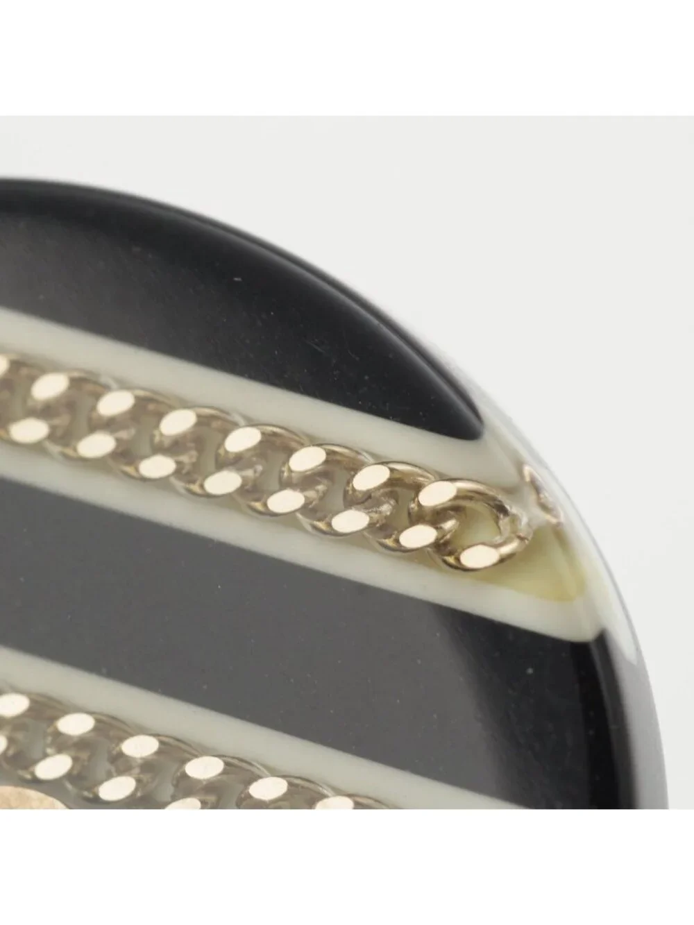 Chanel Resin Round CC Logo Chain Pin Badge Black Shoulder